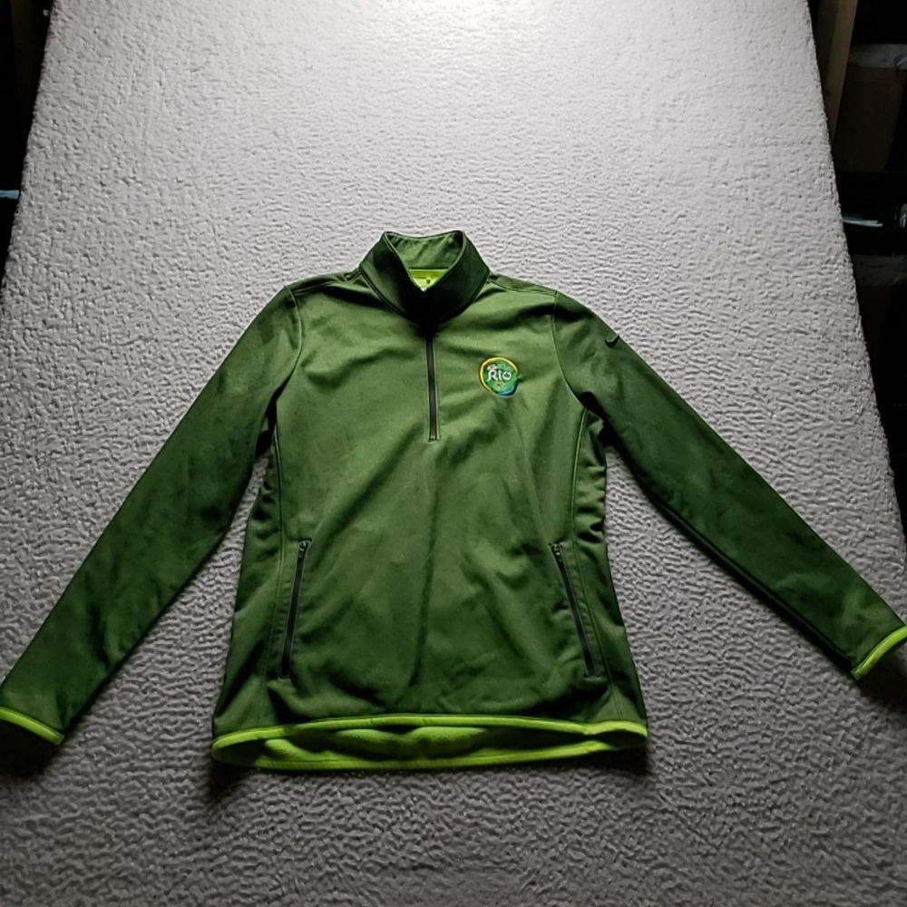 Nike Golf Therma-FIT Pullover Mens Large Green 1/4 Zip Long Sleeve Rio Logo